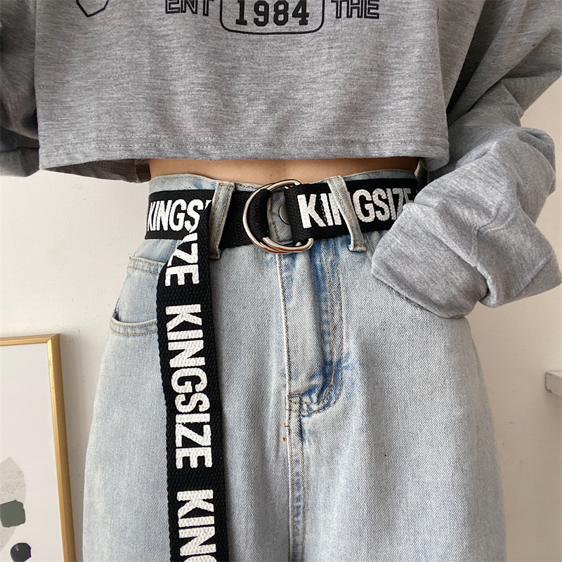 字母印花帆布皮带 ins风装饰牛仔裤腰带