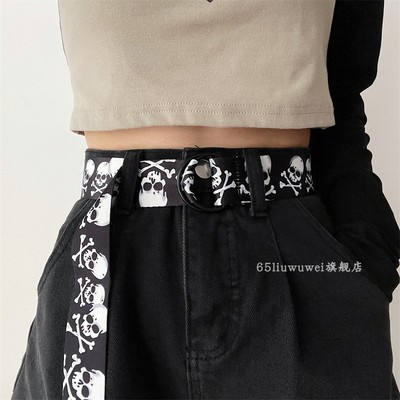 骷髅头帆布百搭腰带配