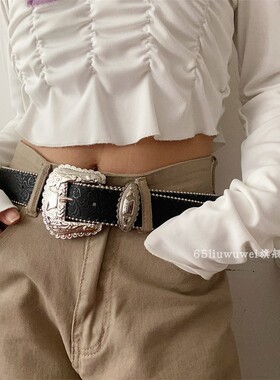 美式复古y2k腰带女2025新款民族风皮带百搭配牛仔裤带高级感黑色