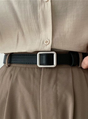 无孔免打孔皮带女款配牛仔裤黑色细裤带时尚复古学生ins风腰带女