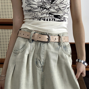 米色压花y2k腰带女款配饰裙子百搭韩版配牛仔裤带个性高级感皮带