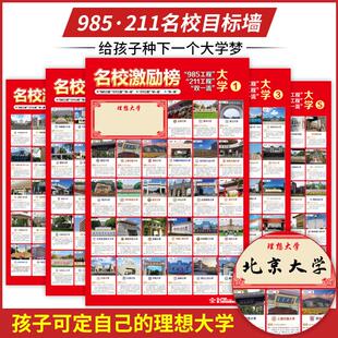 名校目标墙海报贴墙全国重点大学985 理想 211我 大学梦墙贴我