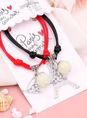 【七夕】森系荧石夜光情侣手链一对闺蜜学生复古时尚发光手饰男女