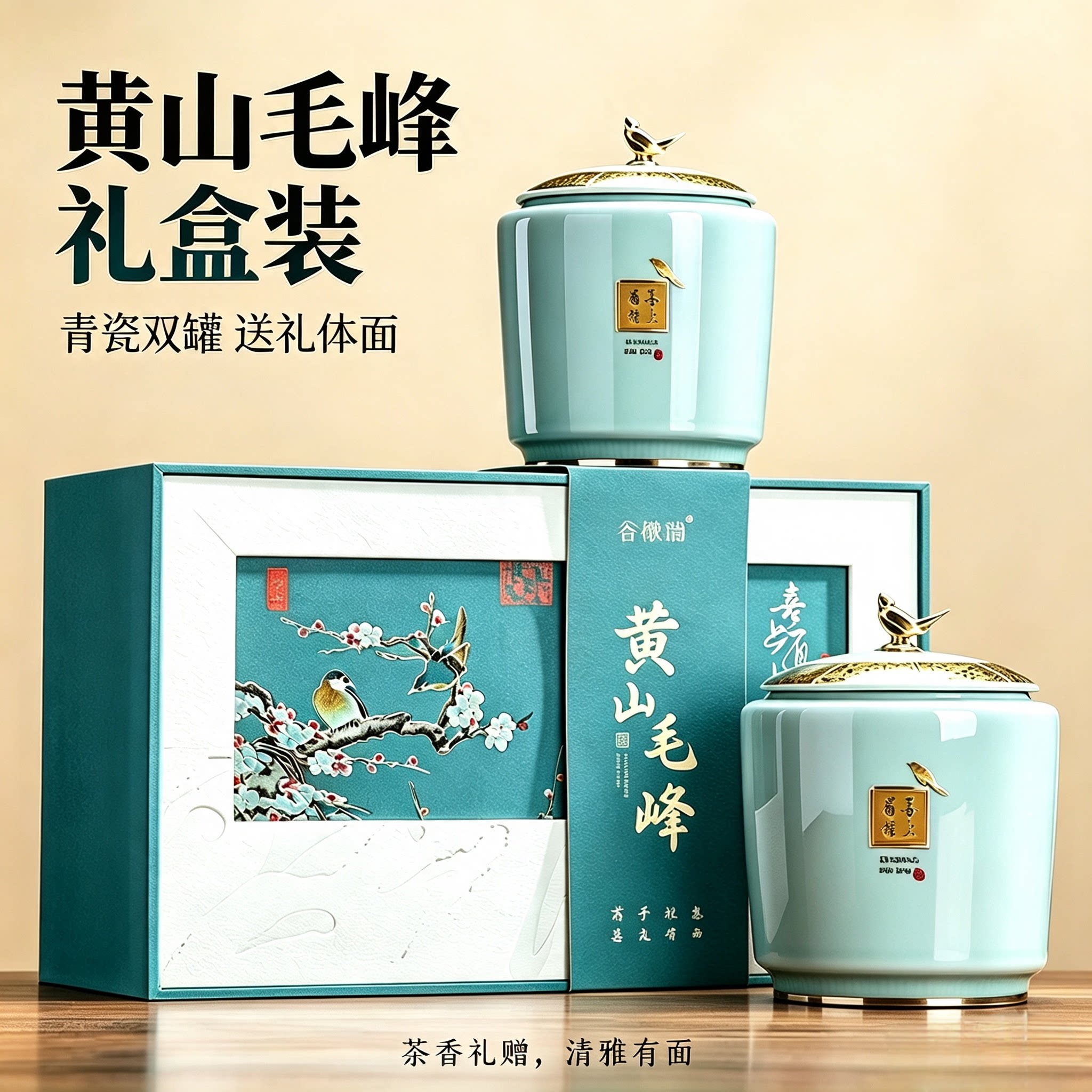 黄山毛峰喜上眉梢礼盒装送礼长辈