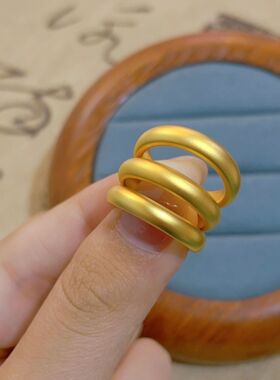 精品珍珠镍古法戒指 金店同款素圈指环仿黄金高级质感货源直销