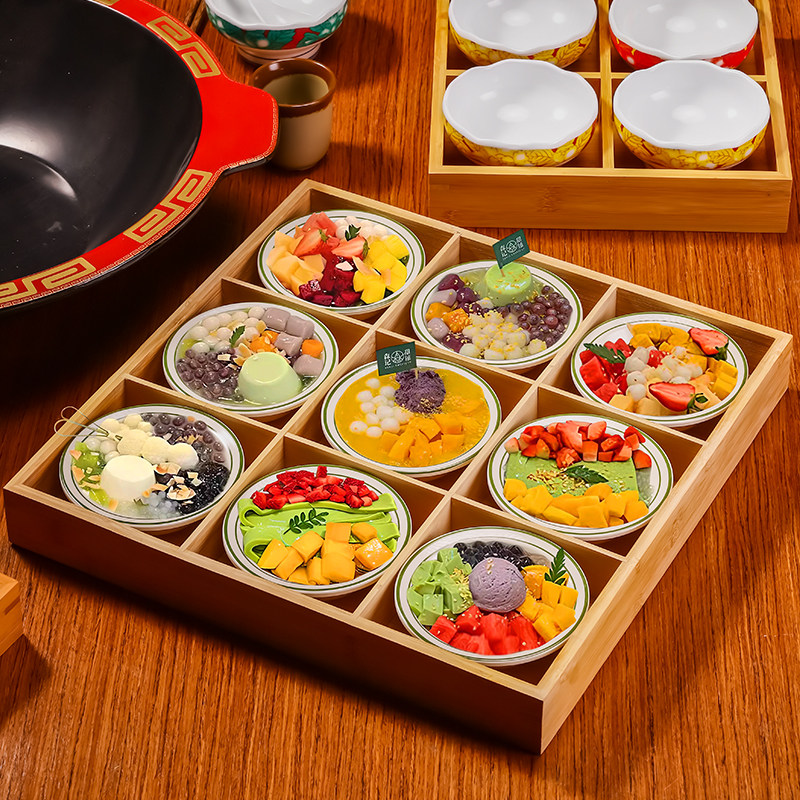 火锅茶餐厅九宫格拼盘甜品小吃点心卤味创意密胺餐具