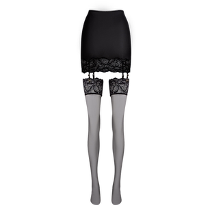 绫「裹缎」超薄5D透滑光润性感诱惑修身高腰木槿花蕾丝丝袜包臀裙