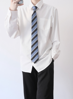 颜沐溪原创DK制服白色基础款长袖衬衫男学生毕业面试正装百搭上衣