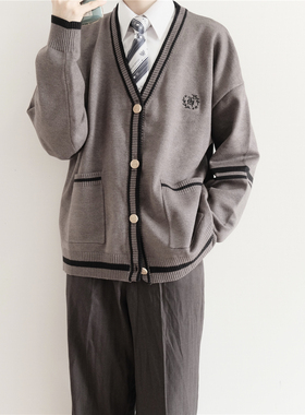 【颜沐溪】北野学院 日系原创JK/DK制服针织拼色开衫毛衣外套男生