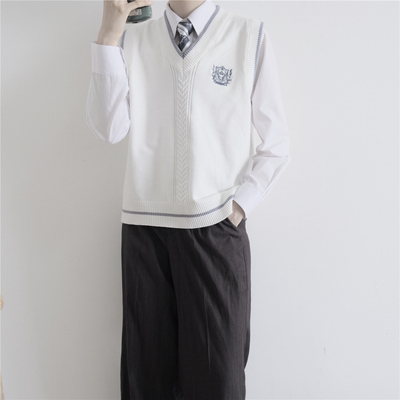 颜沐溪男款针织衫白背心无袖