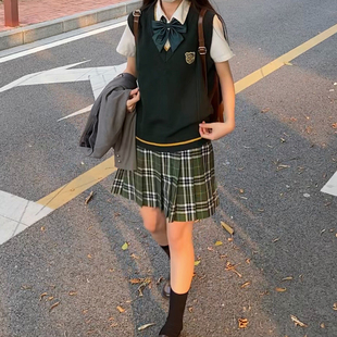 【颜沐溪】奈良 日系jk制服墨绿色背心 针织马甲斯莱林优等学院风