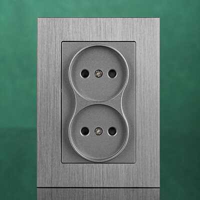 出口欧标欧规wall socketS铝拉丝面板双俄插250V 16A带ce认证