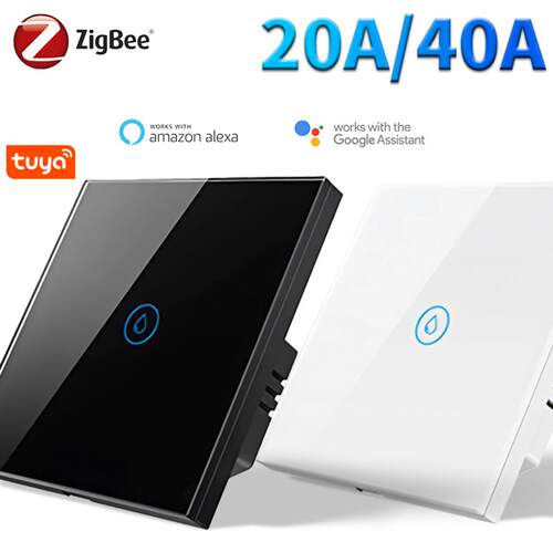 zigbee欧规热水器开关20A/40A触摸开关APP控制可调按键灯遥控