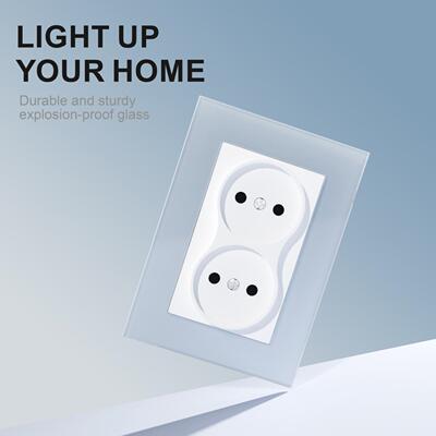 欧标欧规插座钢化玻璃面板双俄插wall socket 16A 250V CE认证