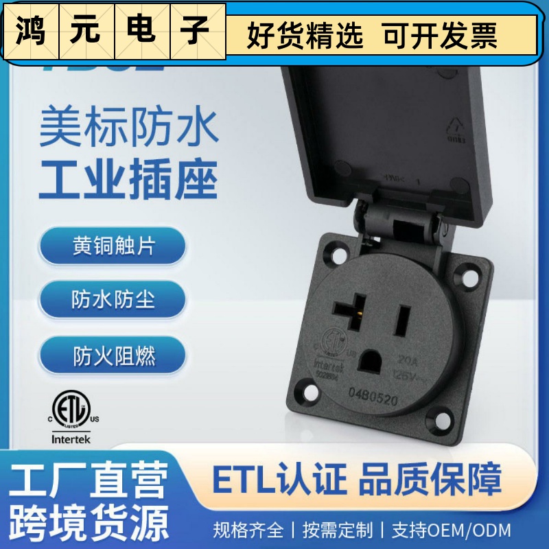 神创/TBSE美标翻盖防水插座工业插座防水IP54美式20A125V防水插座