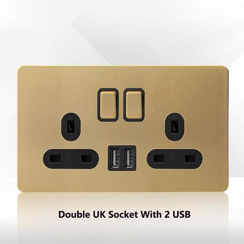 英式金色轻奢不锈钢墙壁开关