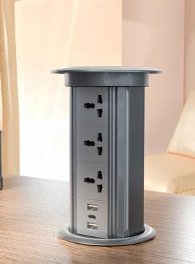 英标智能升降桌面插座英式插座无线充USB2A+C蓝牙音响15A灰色250V