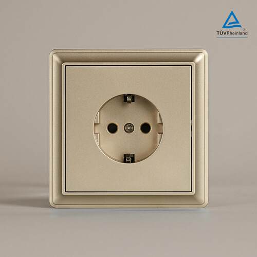 金色PC面板90型德插wall socket墙壁开关16A单控双控110-250V