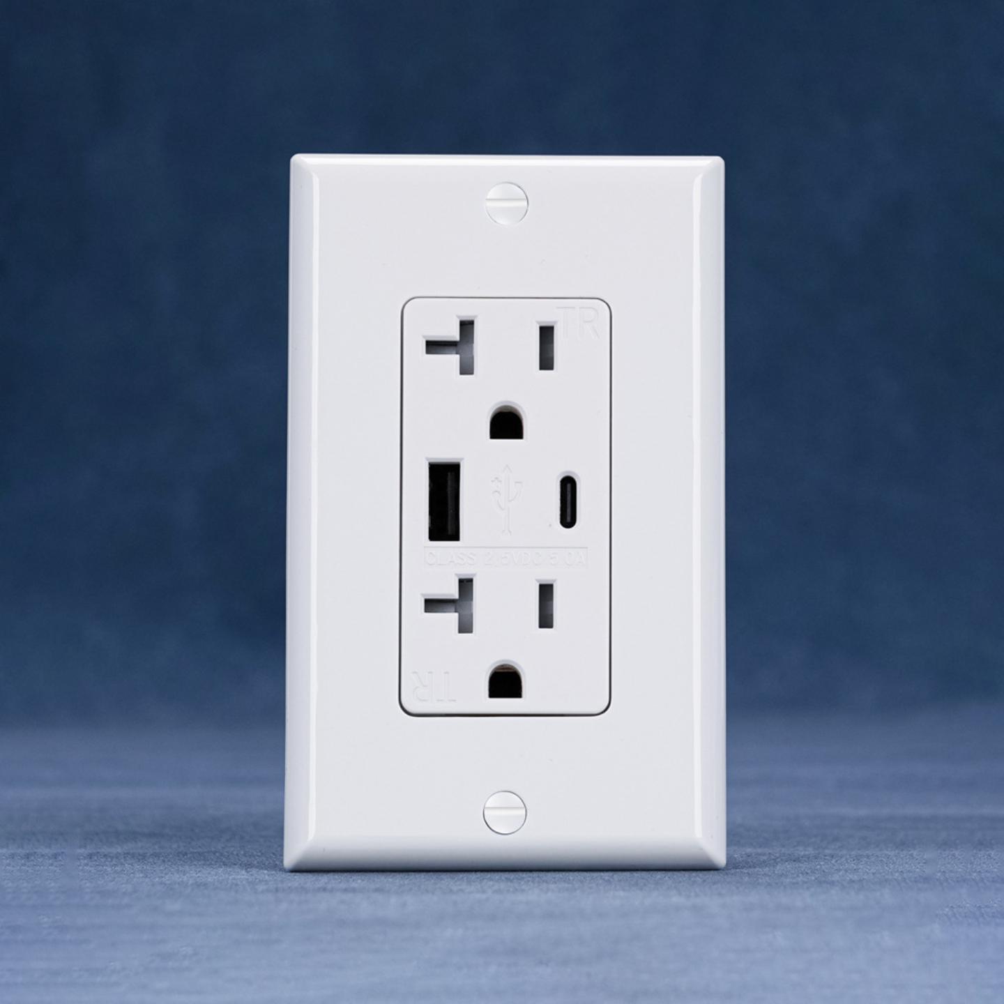 北美UL认证125V 20AUSB插座5A美规美标插座USB端口Type-A+C 15A