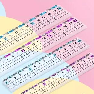 尺子小学生专用预防近视直尺带波浪线尺子透明尺儿童刻度尺格尺