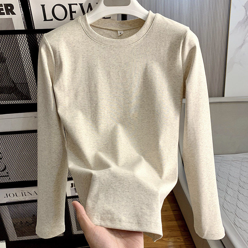 半糖温柔衣馆小个子基础款正肩棉质长袖/短袖T恤女夏季修身显瘦紧