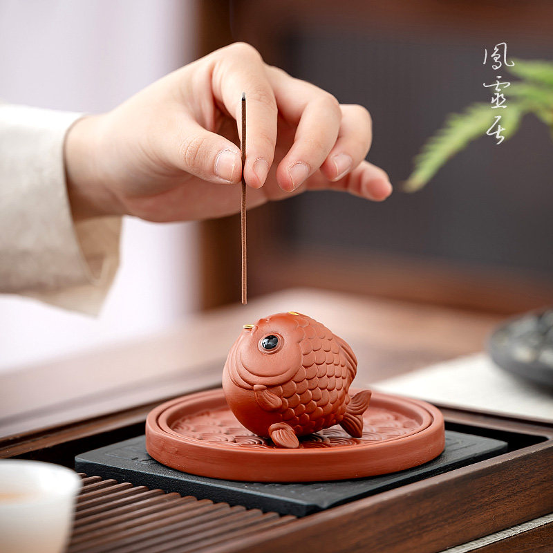 特别好看的小鱼线香香插香炉香座图片