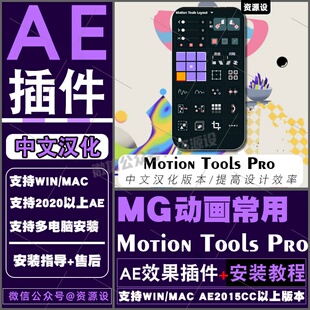AE插件Motion Tools Pro中心点对齐关键帧曲线调整MG动画支持25AE
