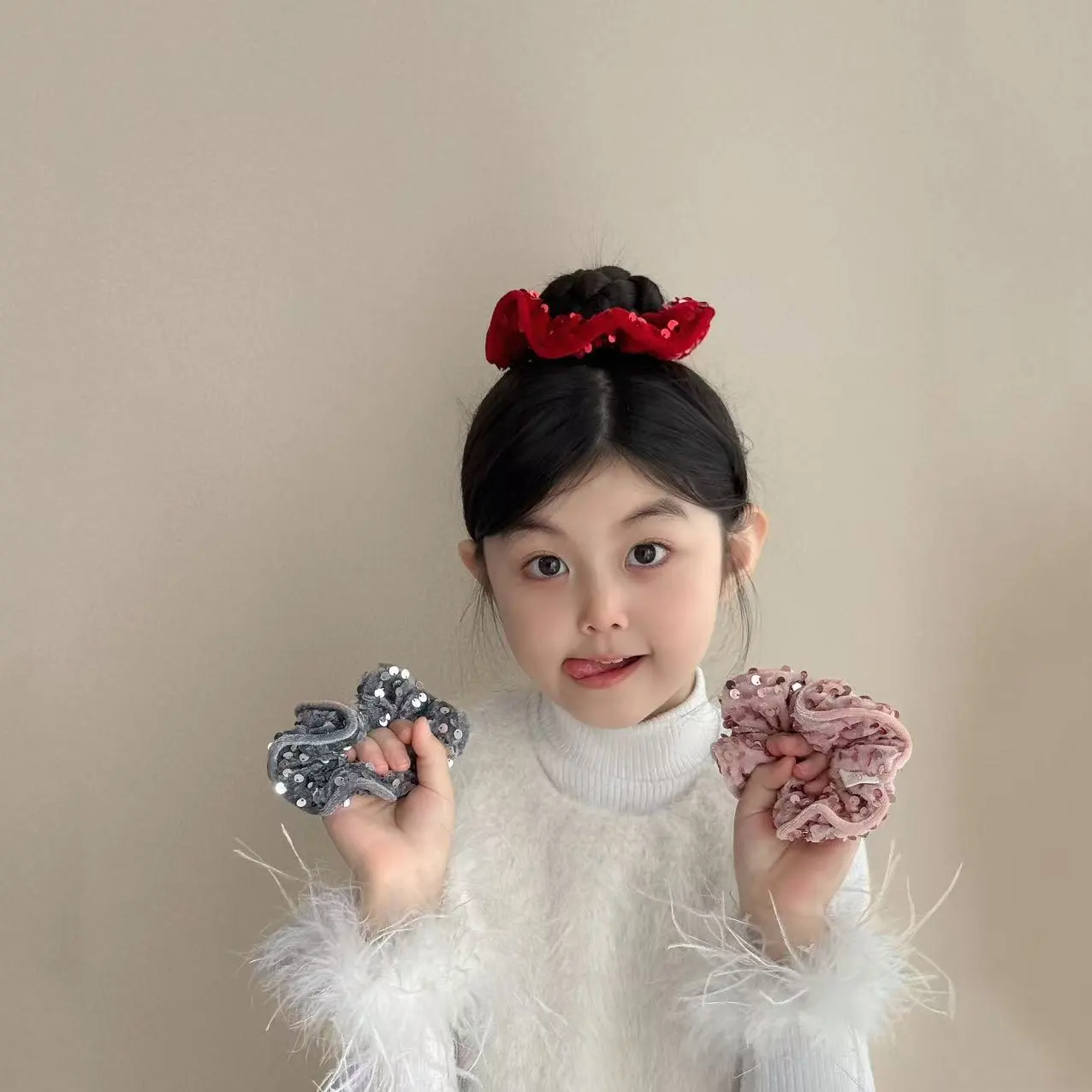 婷瑞秋冬新款韩版丝绒亮片ins气质可爱肠圈发圈