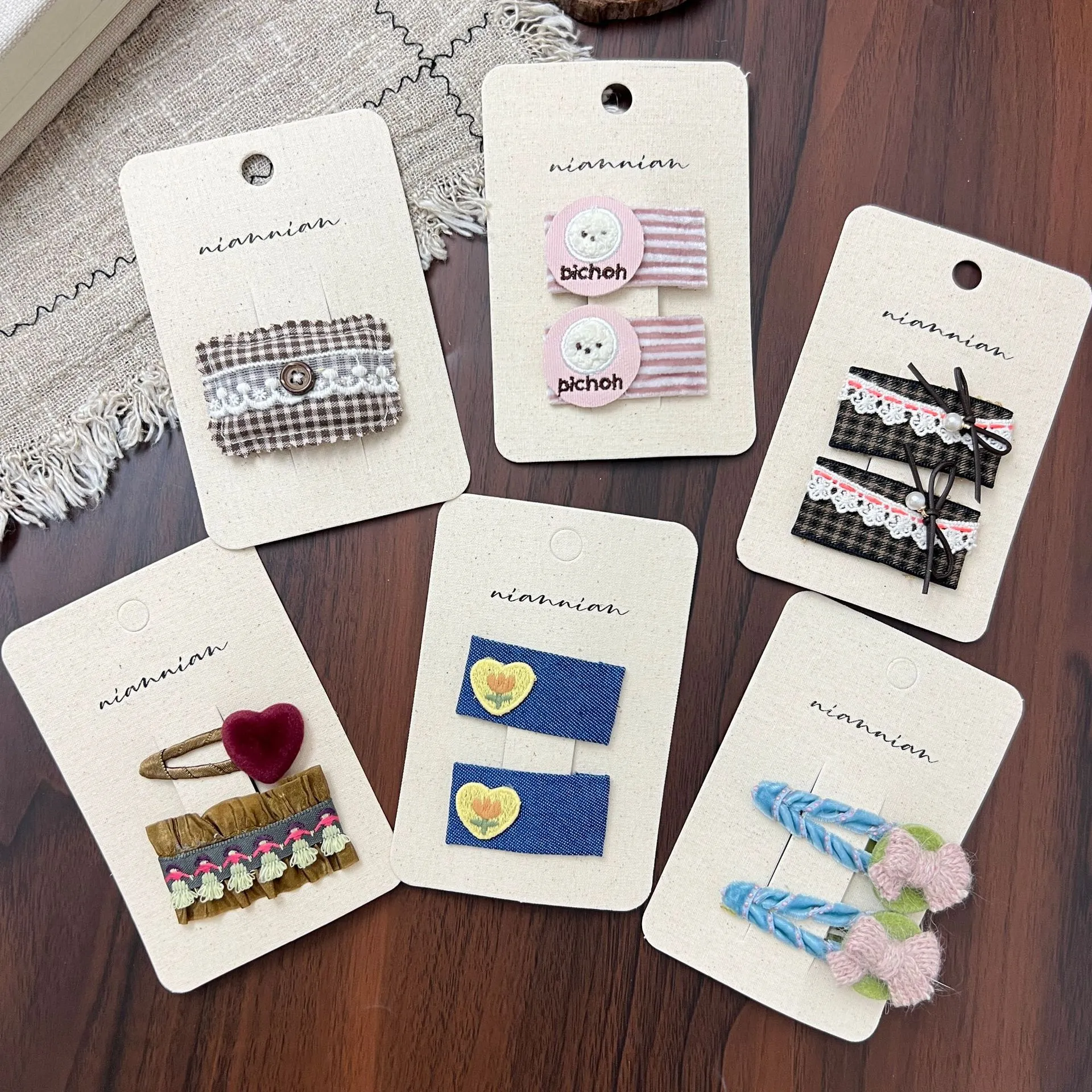 niannian新款毛线花朵儿童BB发夹格纹刺绣甜美可爱彩色发卡边夹,童装/婴儿装/亲子装,发饰,淘宝优惠券,粉丝福利购,淘宝优惠卷