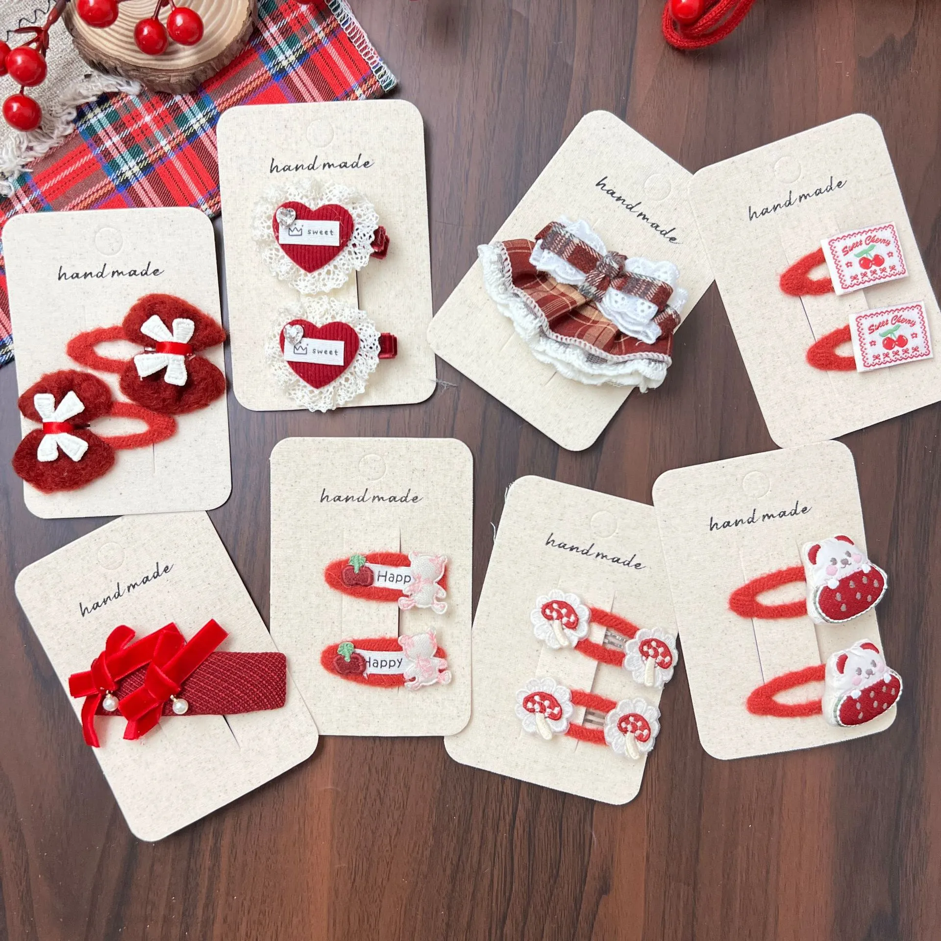 hongyuan新款韩系红色过年搭配爱心蘑菇格纹甜美边夹发夹,童装/婴儿装/亲子装,发饰,淘宝优惠券,粉丝福利购,淘宝优惠卷