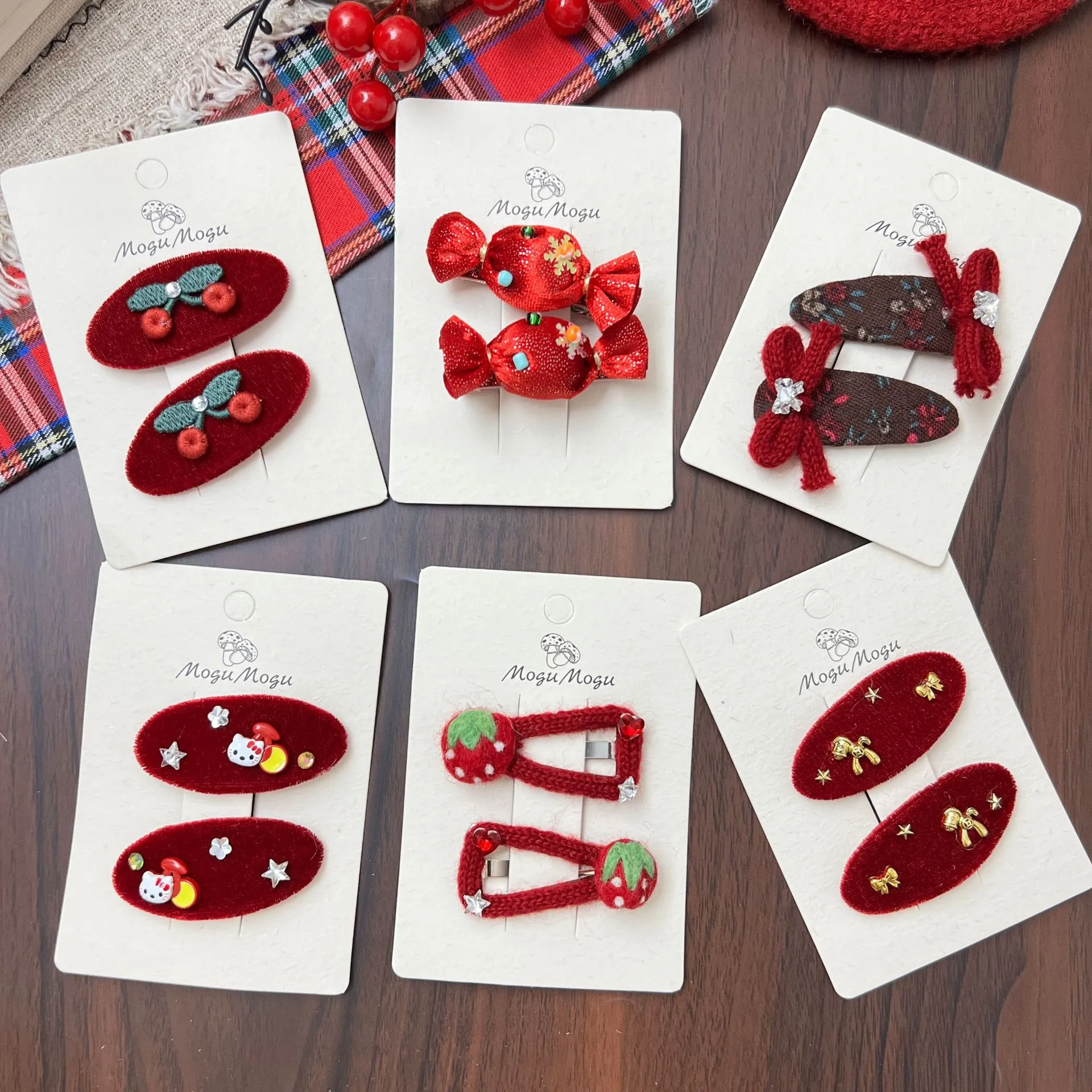 蘑菇~秋冬新年韩系红色丝绒小马樱桃猫咪糖果碎花甜美边夹发绳,童装/婴儿装/亲子装,发饰,淘宝优惠券,粉丝福利购,淘宝优惠卷
