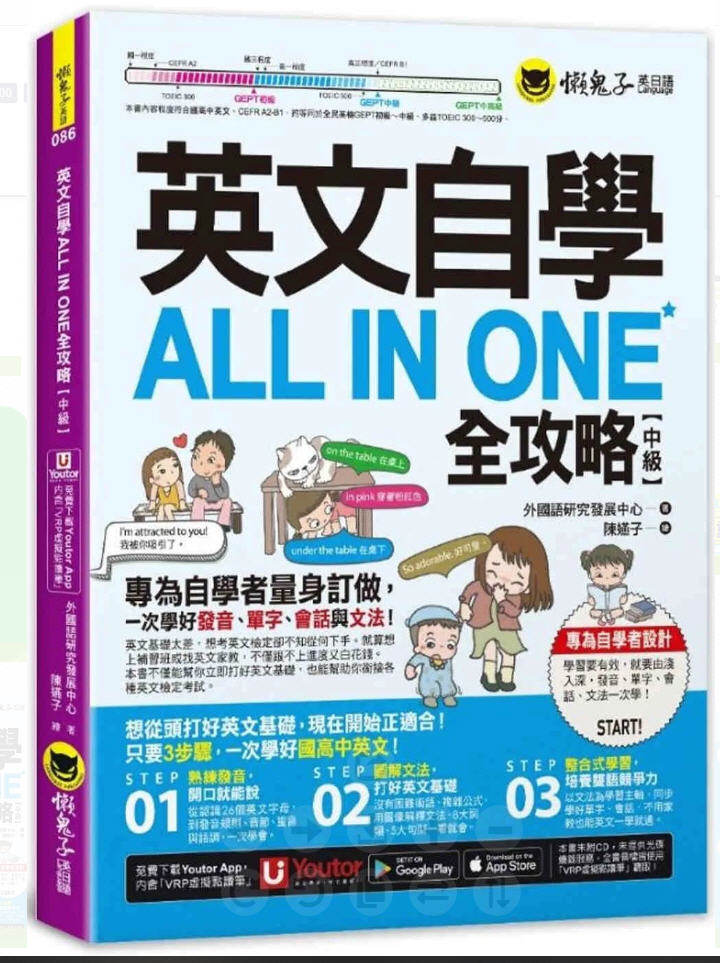 外国语研究发展中心 英文自学ALL IN ONE全攻略【中级】(附「Youtor App」内含VRP虚拟点读笔)懒鬼子英日语