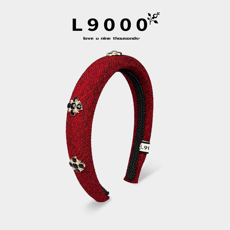 L9000/晚宴高档精致小香风发箍女2026新款喜庆红色头箍高颅顶发饰