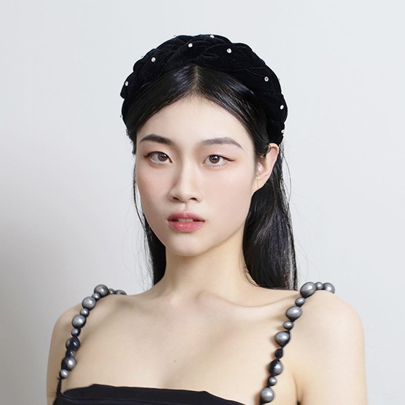 【麻花复古轻奢高级感水钻发箍】