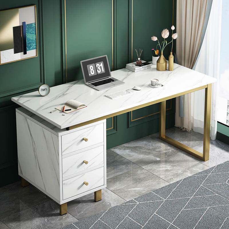 书桌轻奢现代简约桌子家用书房办公桌学生写字桌可伸缩台式电脑桌