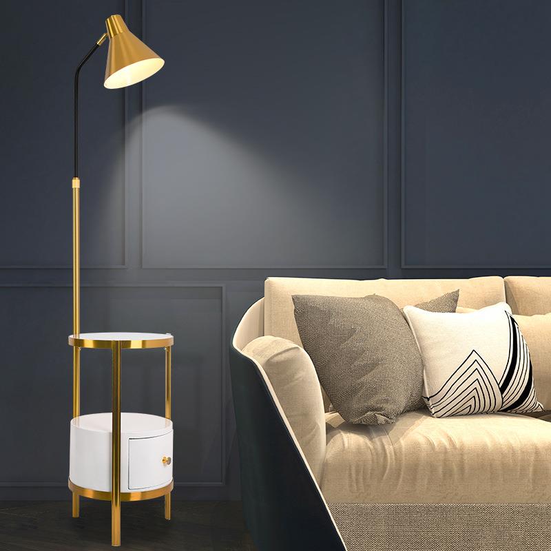 北欧轻奢落地灯客厅沙发角落后现代简约卧室床头茶几置物抽屉地灯