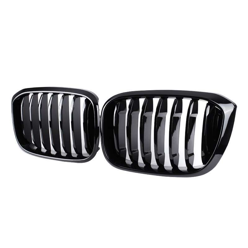 适用宝马新X3X4G01G02改装单双线款亮光亚光黑中网前进气栅格