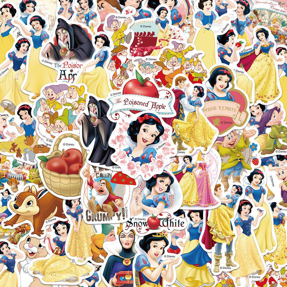 50张迪士尼白雪公主贴纸卡通可爱高颜值手账手机壳笔记本防水贴画