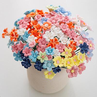 陶瓷花手工捏花创意装饰摆件礼物