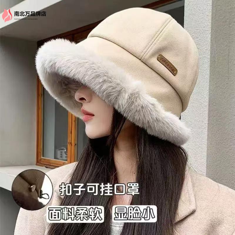 秋冬毛绒渔夫帽女加绒保暖蒙古帽