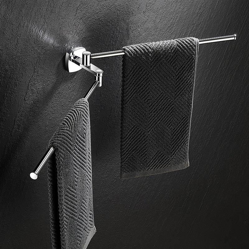 极简浴室活动毛巾杆卫生间轻奢单杆毛巾架壁挂式收纳置物架挂杆