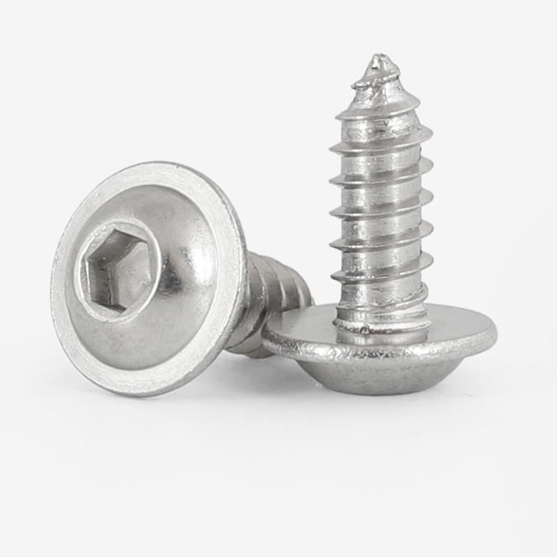 M3M4M5M6 304不锈钢半圆头内六角带垫自攻螺丝钉盘头带介子木螺丝