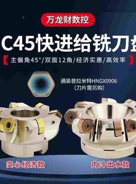 普拉米特NC45HX0906双面快进给铣刀盘HNGX0906刀片平面45度刀盘