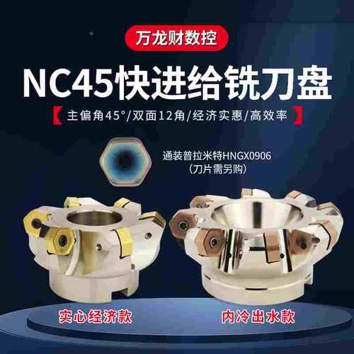 普拉米特NC45HX0906双面快进给铣刀盘HNGX0906刀片平面45度刀盘