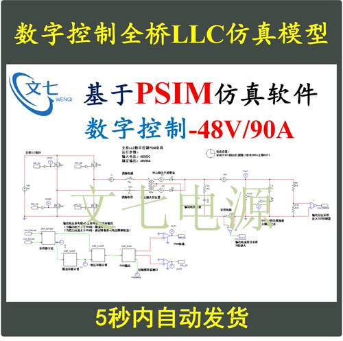 数字控制全桥LLC串联谐振开关电源PSIM仿真模型设计计算学习资料