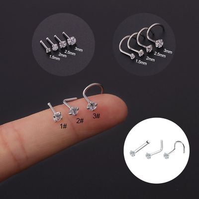 Nose piercing zircon nose nail nose ring puncture single