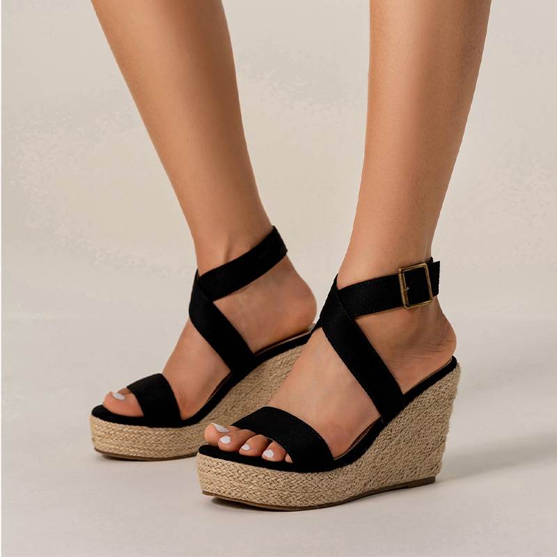 2023 Summer high heel wedges open toe sandals坡跟露趾女凉鞋