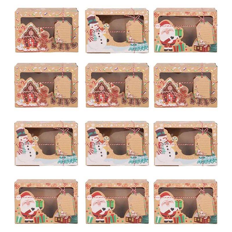 Christmas Candy Cookies Boxes Kraft Paper Gift Box Food Bake