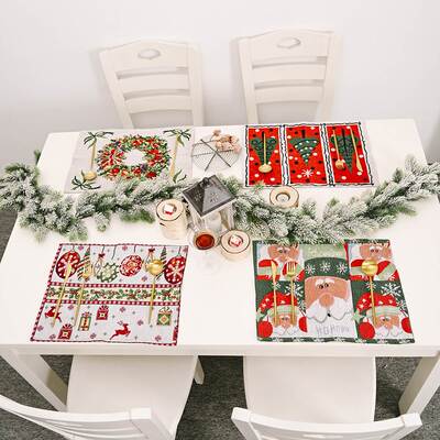 Knitted fabric placemats for Christmas home decor针织布餐垫