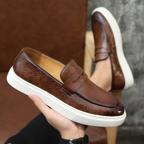 Increased business men loafers shoes商务休闲鞋透气增高男皮鞋